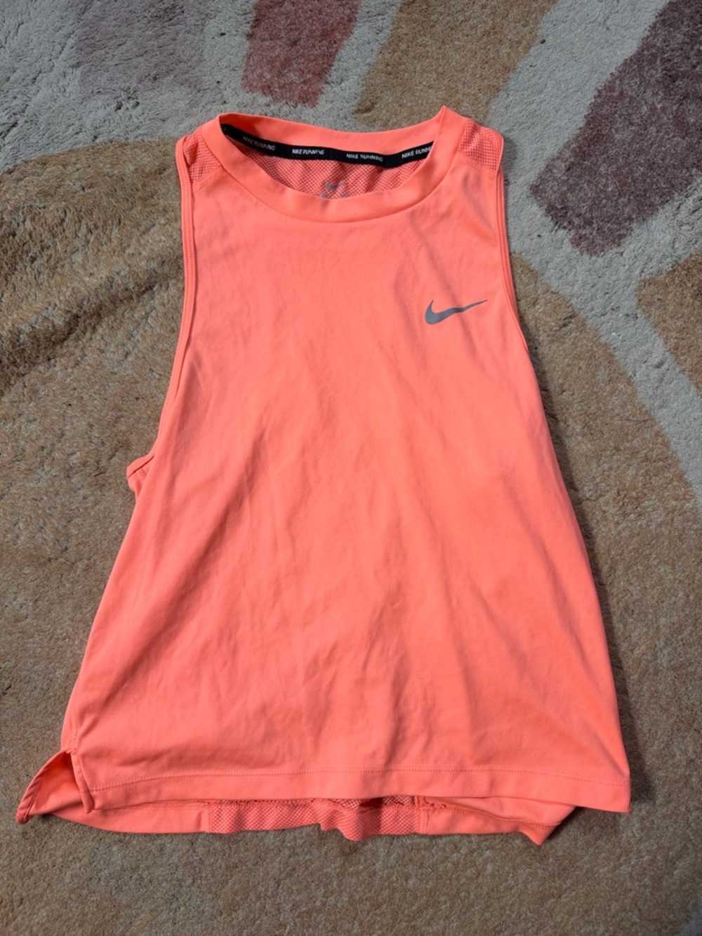 Nike Women's Neon Coral Performance Tank with Silver Swoosh